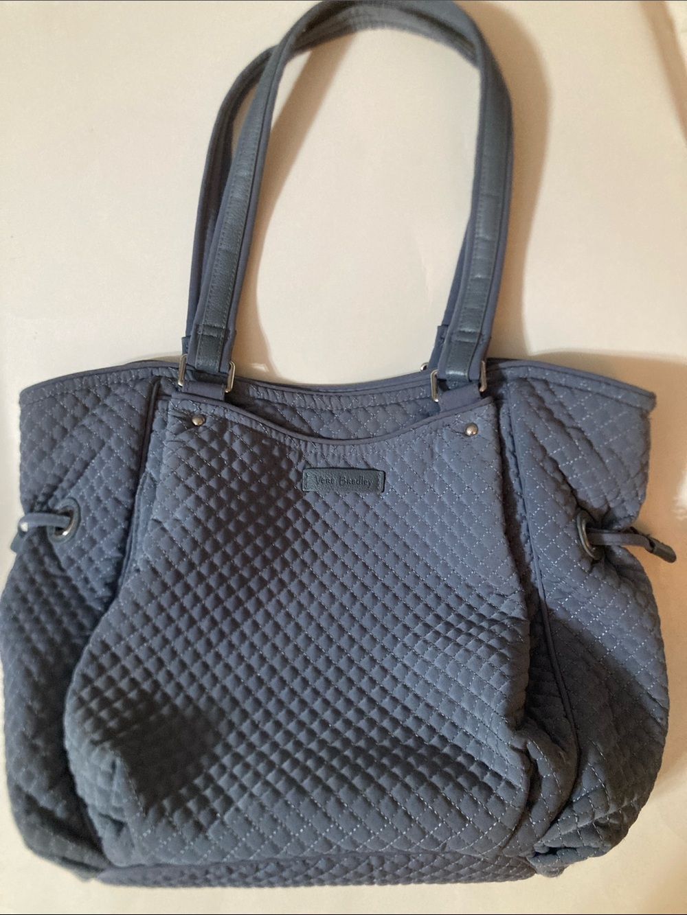 Vera Bradley Quilted Slate Blue Glenna satchel Shoulder Tote with hidden pocket
